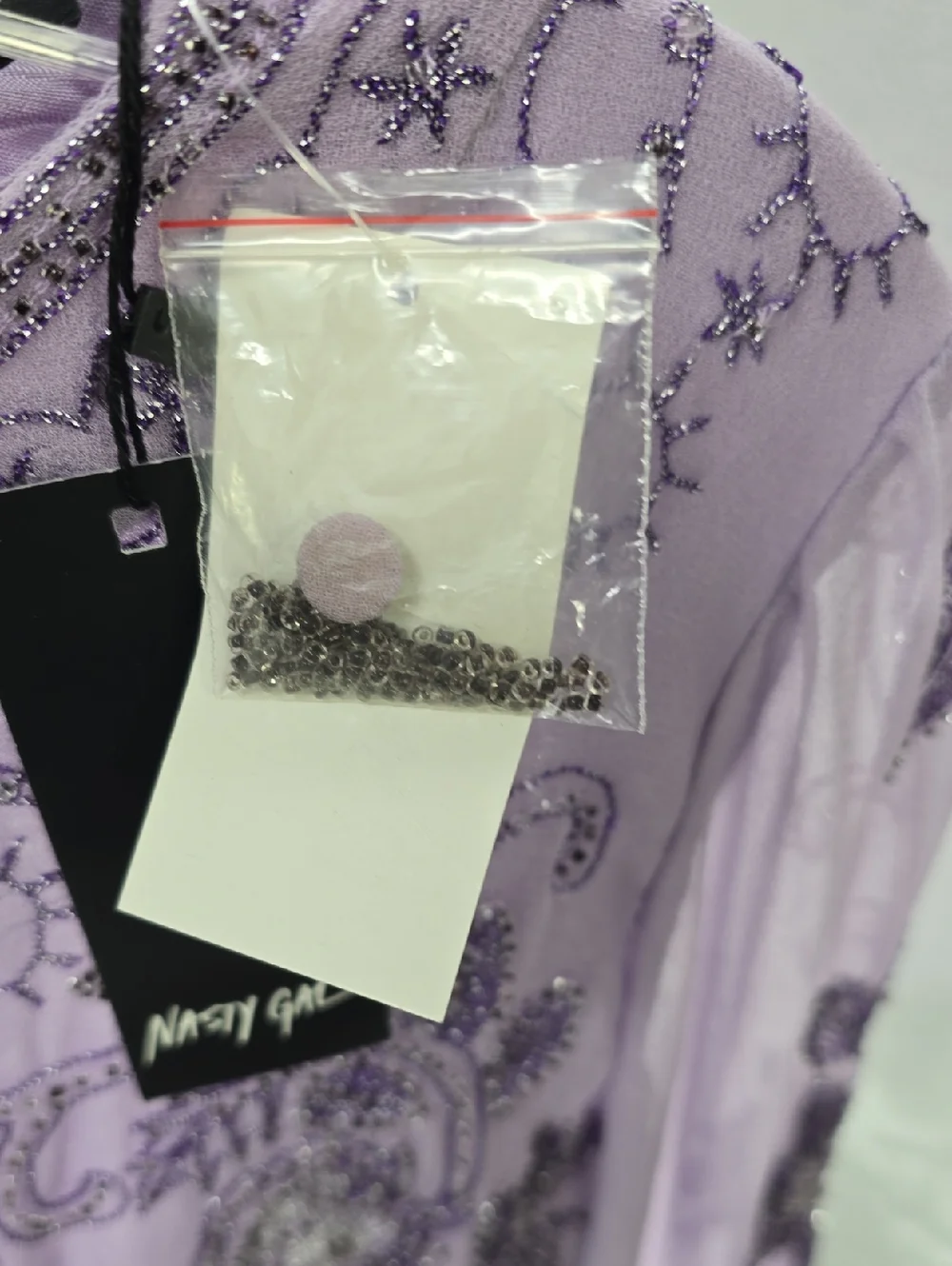 Nasty Fal Collection Beaded Embroidered Lavender Long-Sleeve Romper - Picture 4 of 12
